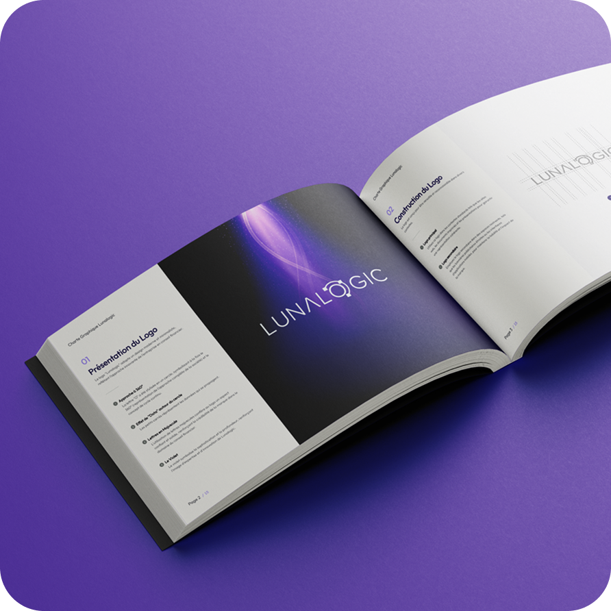 Document de branding de Lunalogic avec ses règles graphiques.